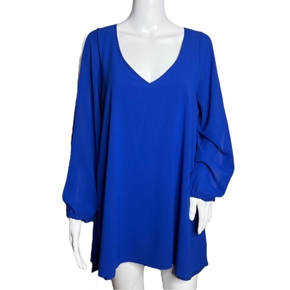 Lovers + Friends Dress Gracie Blue Shift‎ Split Sleeve Cutout Arms Wedding Guest